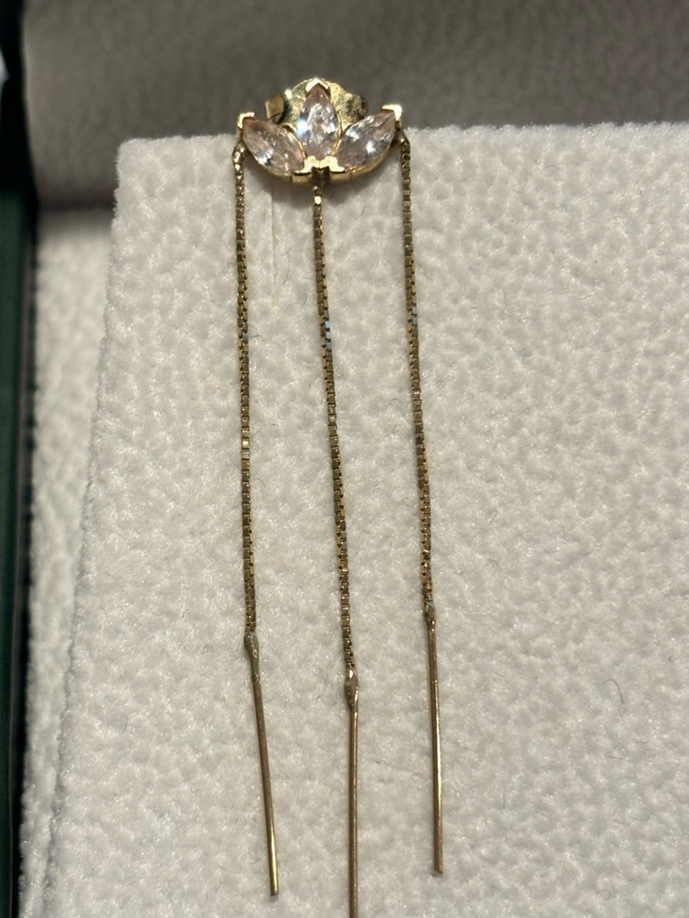 18K Gold Drop Chain Threader Earring- Women Jewelry